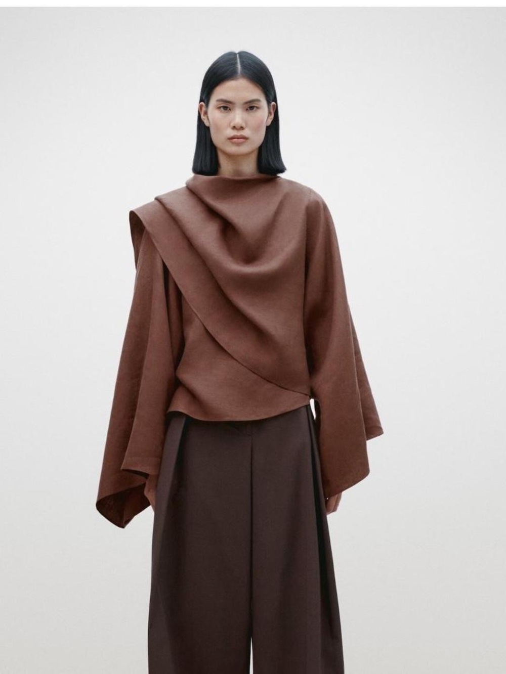 Massimo Dutti Linen Cape Shirt